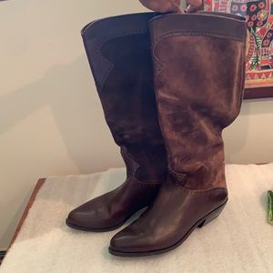 Vintage Bandolino suede brogue slouch boots sz 7
